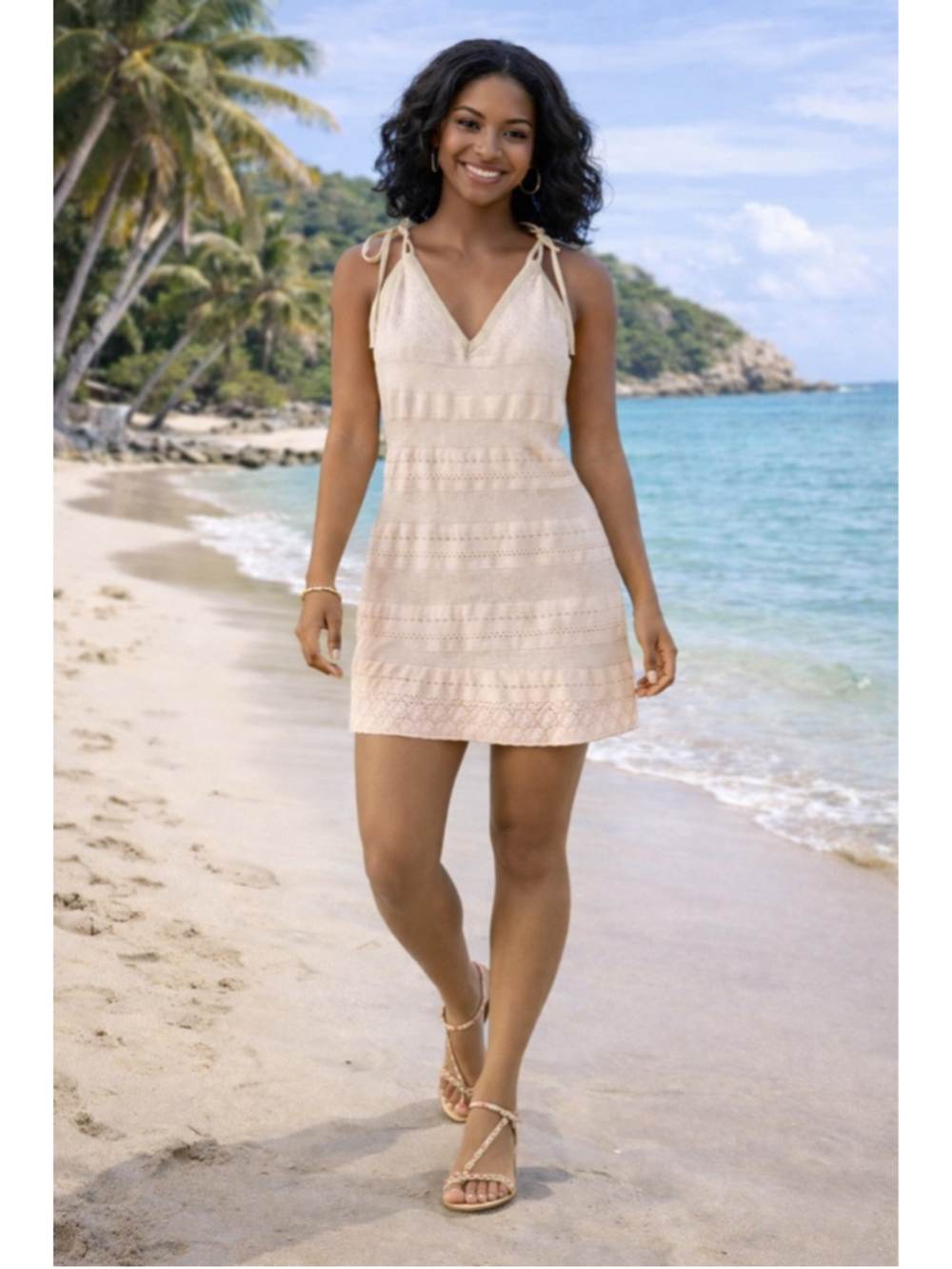 Women's Earthbound Trading Co. Dress Size L Peach Halter Summer